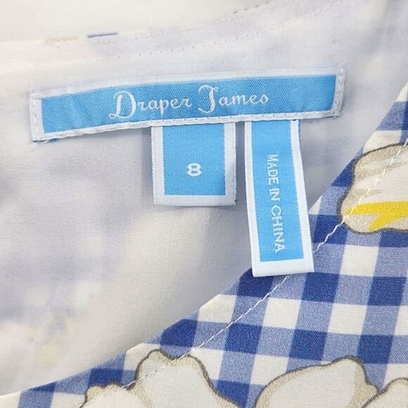 Draper James SCAD Cherokee Rose Gingham Shift Dress Size 8 Floral Preppy Summer - Picture 3 of 10